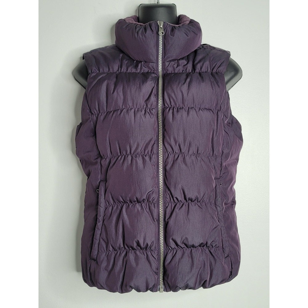 Eddie Bauer Womens Purple GooseDown Vest Jacket XS Full Zip Insulated Sleeveless